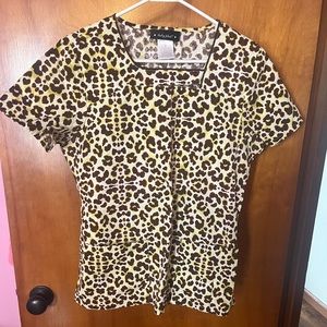 Med Baby Phat Scrub top green/brown leopard print